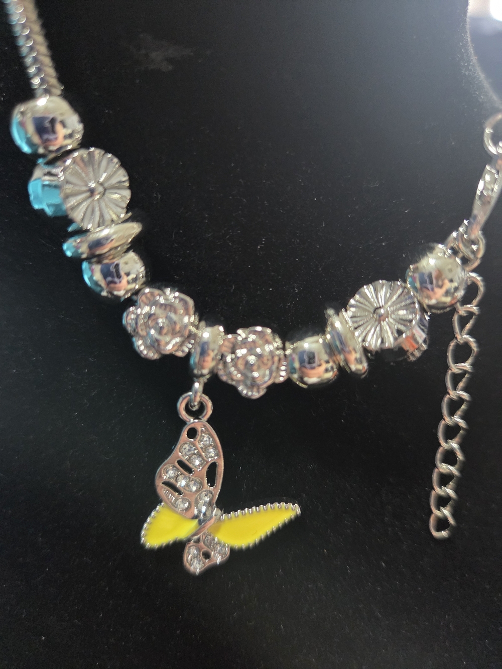 225# Paparazzi Silver Bracelet with Yellow Butterfly Charm